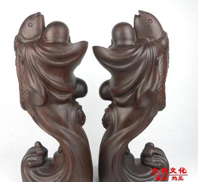 【大有红木 黑檀木雕刻抱鱼弥勒佛年年有余 工艺品摆件高档礼品饰】价格_厂家_图片 -