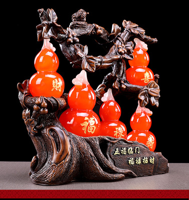 汤河店树脂仿玉工艺品 招财葫芦摆件，点缀家居新风尚